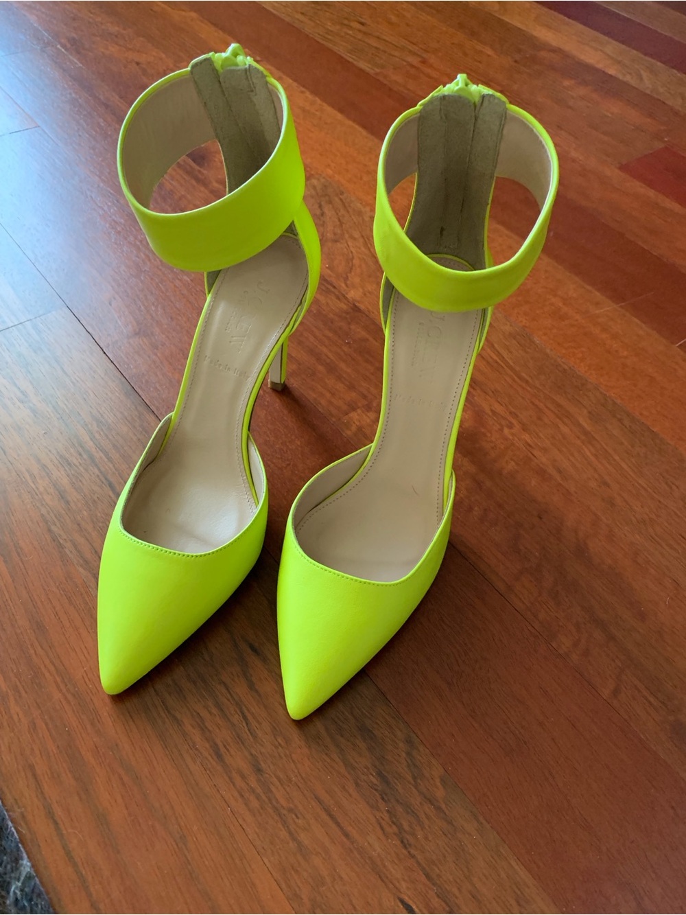 JCrew Natasha Pumps with Ankle Cuff, bright kiwi, NIB, 6